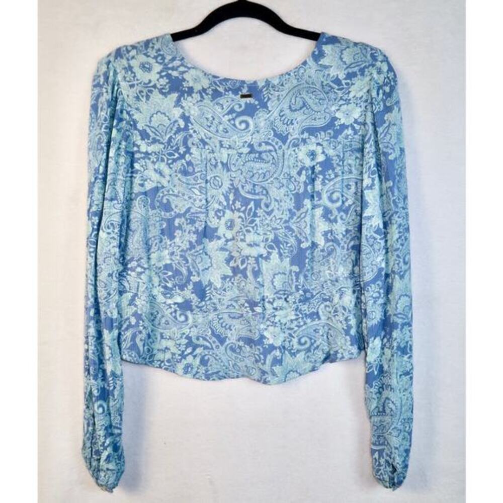 O'neill ALENA CROP TOPFront Tie Long Sleeve Crop Blue Size Large - Picture 6 of 6